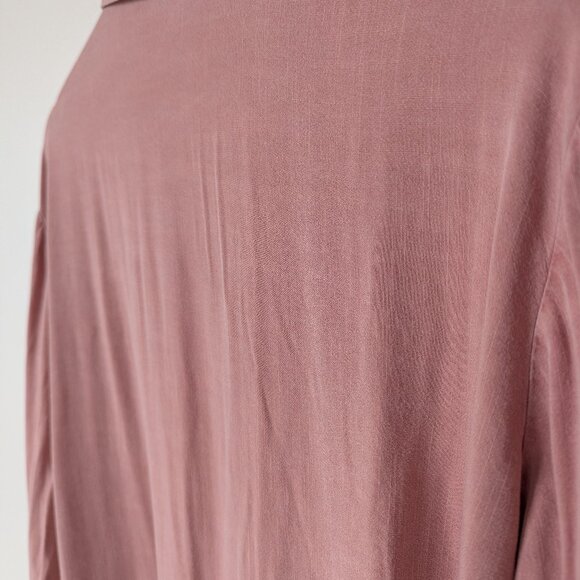Stradivarius, Linen-like Blush Pink Roll-up Sleeve Blouse, Size L - Picture 6 of 14